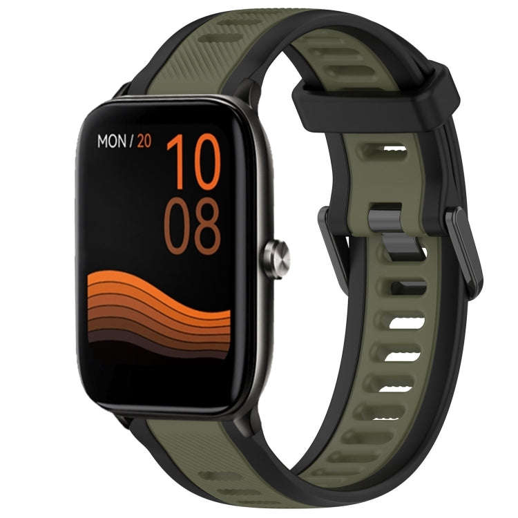 For Xiaomi Haylou GST LS09B 22mm Two Color Textured Silicone Watch Band(Green+Black)