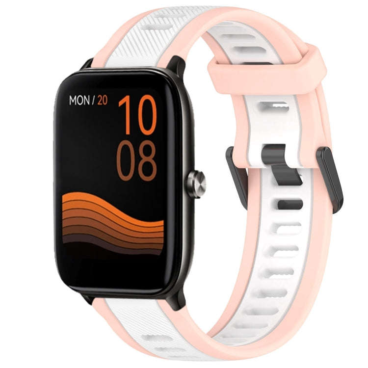 For Xiaomi Haylou GST LS09B 22mm Two Color Textured Silicone Watch Band(White+Pink)