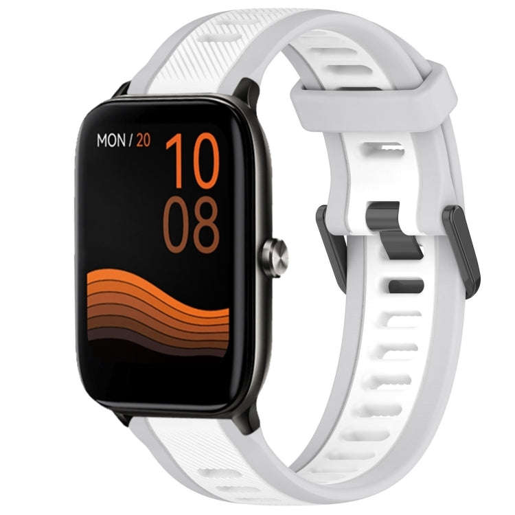 For Xiaomi Haylou GST LS09B 22mm Two Color Textured Silicone Watch Band(White+Grey)