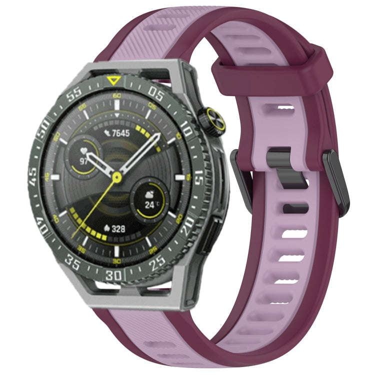 For Huawei Watch GT3 SE 22mm Two Color Textured Silicone Watch Band(Purple)