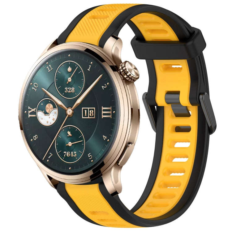 For Honor Watch 4 Pro 22mm Two Color Textured Silicone Watch Band(Yellow+Black)