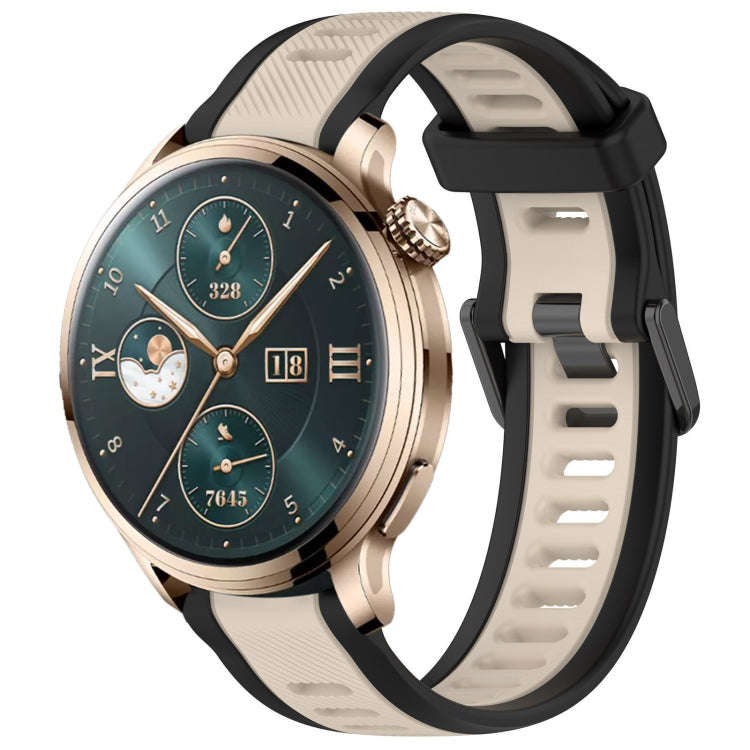 For Honor Watch 4 Pro 22mm Two Color Textured Silicone Watch Band(Starlight + Black)
