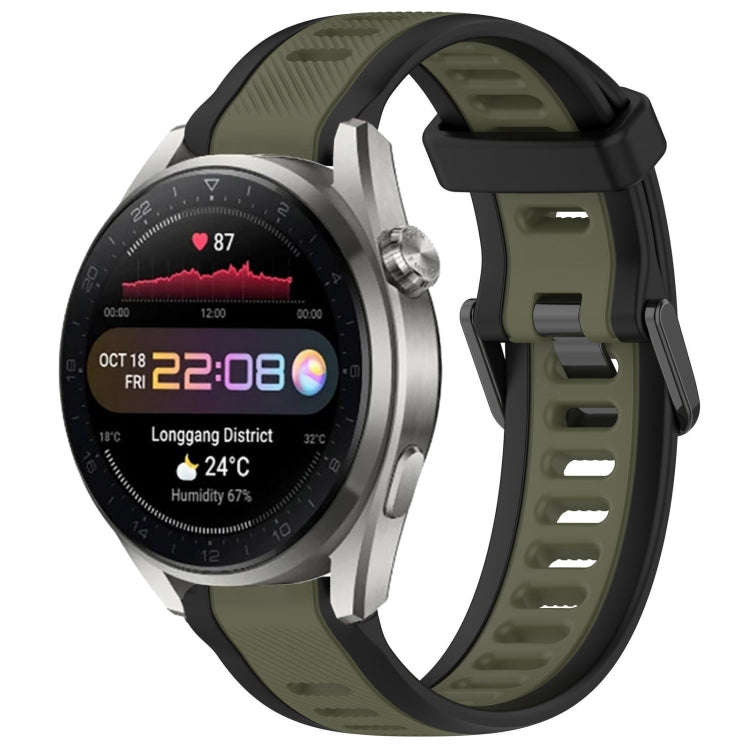 For Huawei Watch 3 Pro New 22mm Two Color Textured Silicone Watch Band(Green+Black)