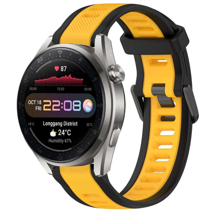 For Huawei Watch 3 Pro New 22mm Two Color Textured Silicone Watch Band(Yellow+Black)