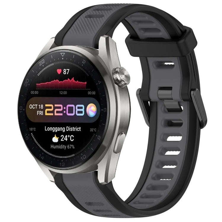 For Huawei Watch 3 Pro New 22mm Two Color Textured Silicone Watch Band(Grey+Black)
