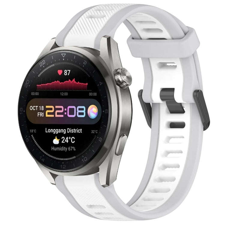For Huawei Watch 3 Pro New 22mm Two Color Textured Silicone Watch Band(White+Grey)