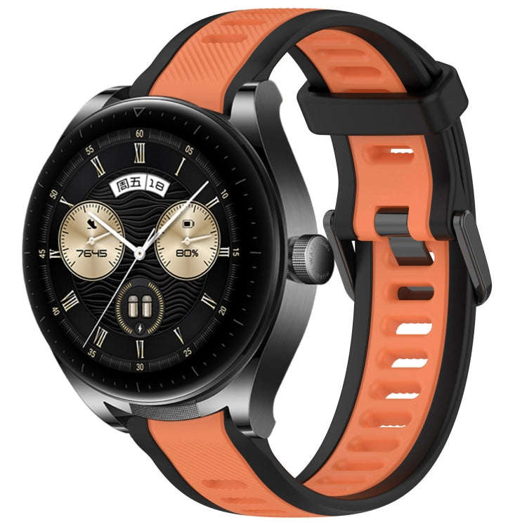 For Huawei Watch Buds 22mm Two Color Textured Silicone Watch Band(Orange+Black)