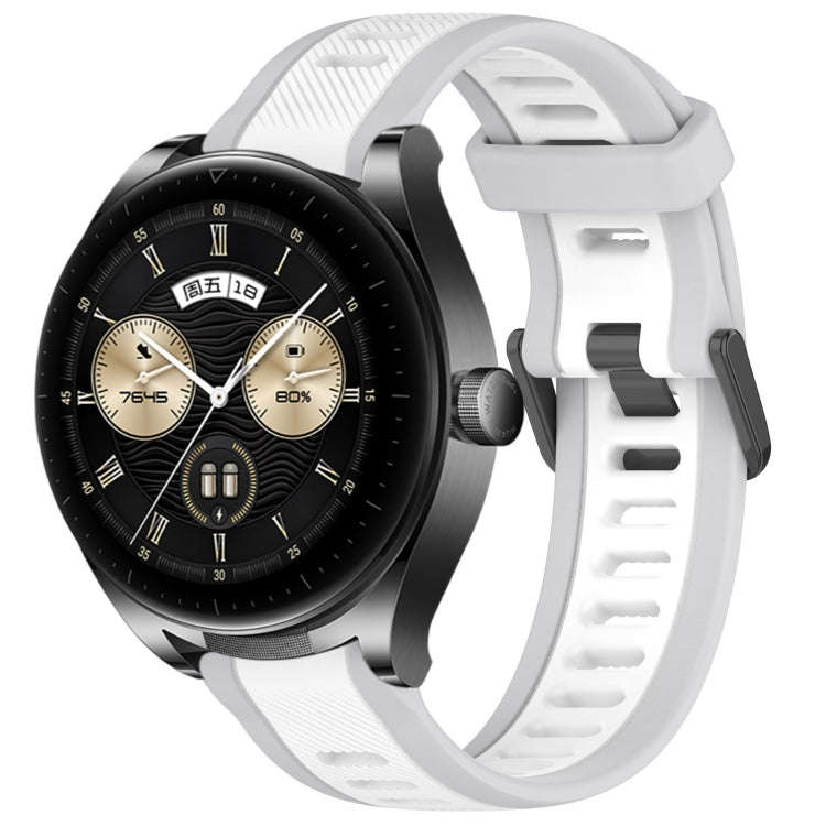For Huawei Watch Buds 22mm Two Color Textured Silicone Watch Band(White+Grey)