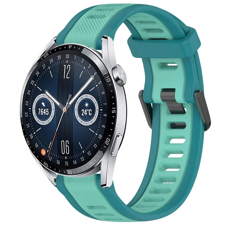 For Huawei Watch GT3 46mm 22mm Two Color Textured Silicone Watch Band(Teal)