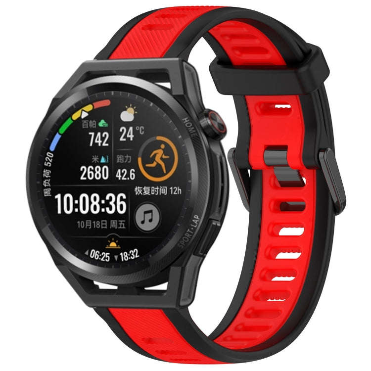 For Huawei Watch GT Runner 22mm Two Color Textured Silicone Watch Band(Red+Black)