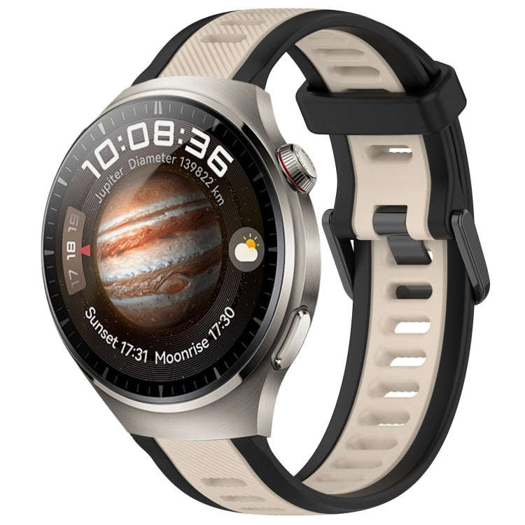 For Huawei Watch 4 22mm Two Color Textured Silicone Watch Band(Starlight + Black)