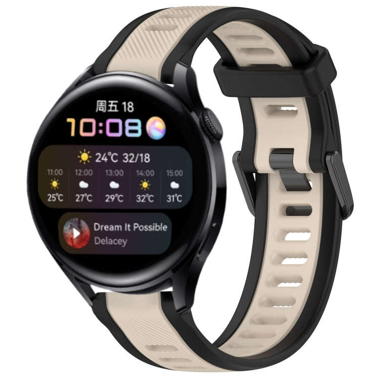 For Huawei Watch 3 22mm Two Color Textured Silicone Watch Band(Starlight + Black)