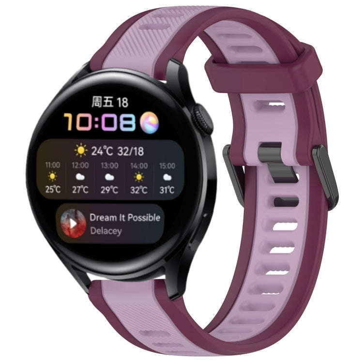 For Huawei Watch 3 22mm Two Color Textured Silicone Watch Band(Purple)