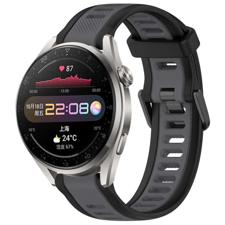 For Huawei Watch 3 Pro 22mm Two Color Textured Silicone Watch Band(Grey+Black)