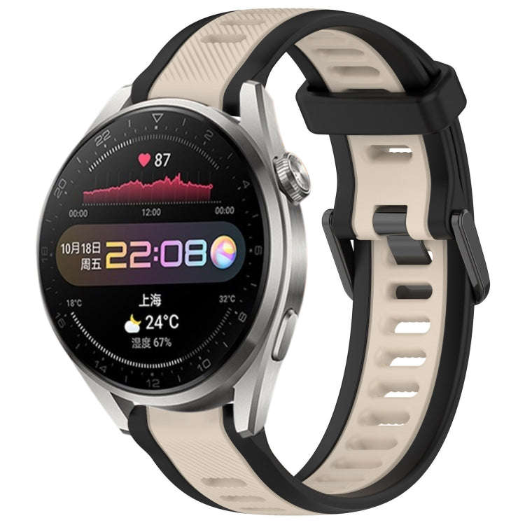 For Huawei Watch 3 Pro 22mm Two Color Textured Silicone Watch Band(Starlight + Black)
