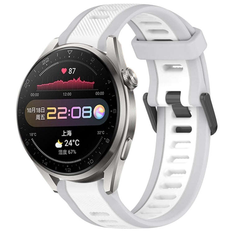 For Huawei Watch 3 Pro 22mm Two Color Textured Silicone Watch Band(White+Grey)