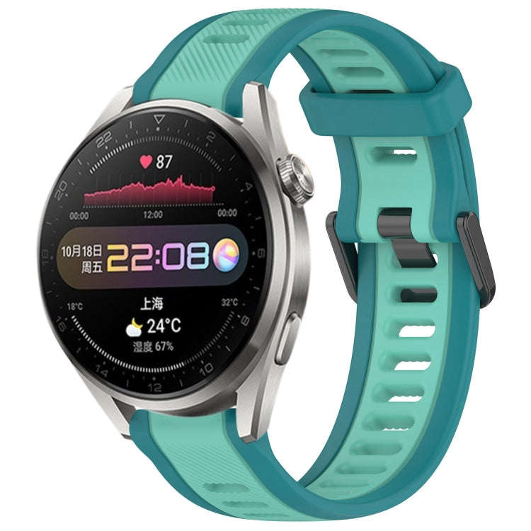 For Huawei Watch 3 Pro 22mm Two Color Textured Silicone Watch Band(Teal)