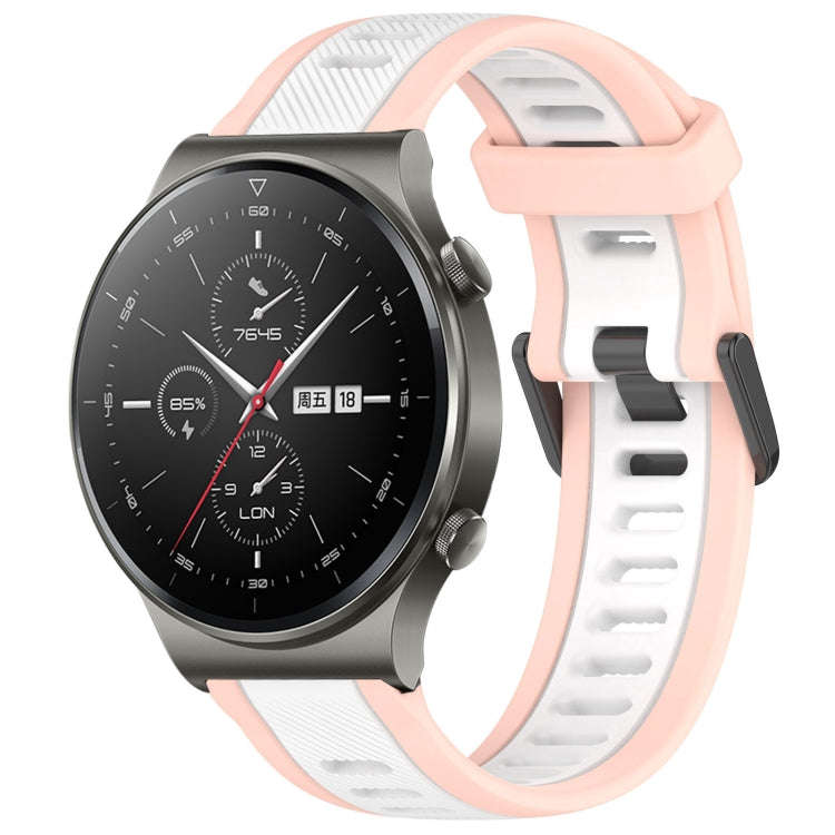 For Huawei GT2 Pro 22mm Two Color Textured Silicone Watch Band(White+Pink)