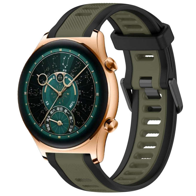 For Honor Watch  GS 4 22mm Two Color Textured Silicone Watch Band(Green+Black)