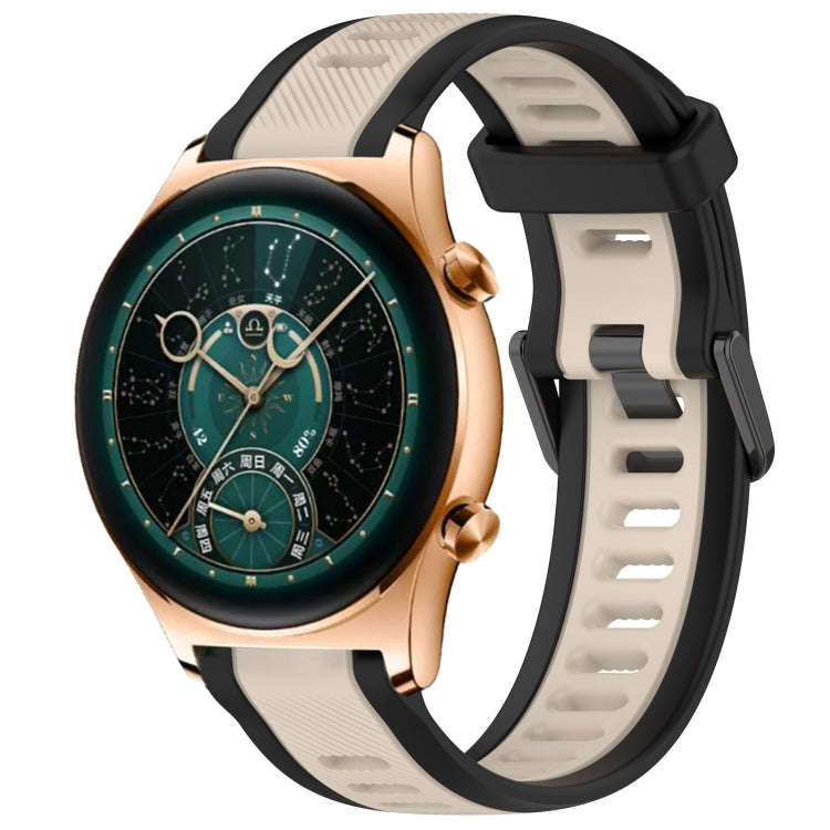 For Honor Watch  GS 4 22mm Two Color Textured Silicone Watch Band(Starlight + Black)