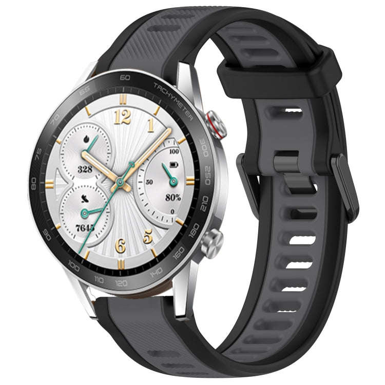 For Honor Watch GS 3i 22mm Two Color Textured Silicone Watch Band(Grey+Black)