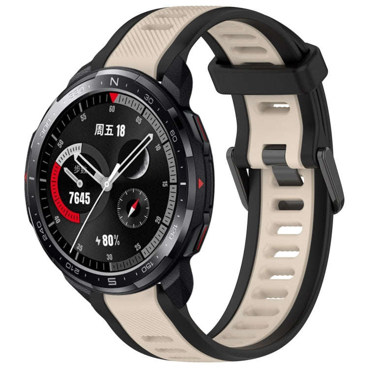 For Honor Watch GS Pro 22mm Two Color Textured Silicone Watch Band(Starlight + Black)