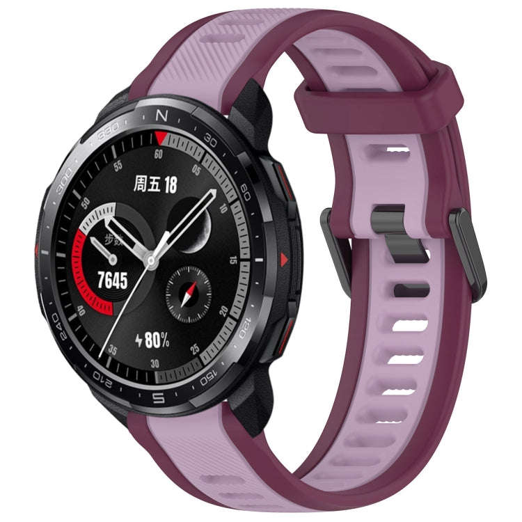 For Honor Watch GS Pro 22mm Two Color Textured Silicone Watch Band(Purple)