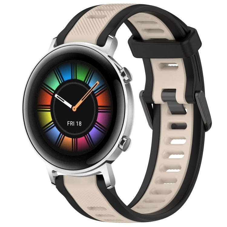 For Huawei Watch GT2 42mm 20mm Two Color Textured Silicone Watch Band(Starlight + Black)