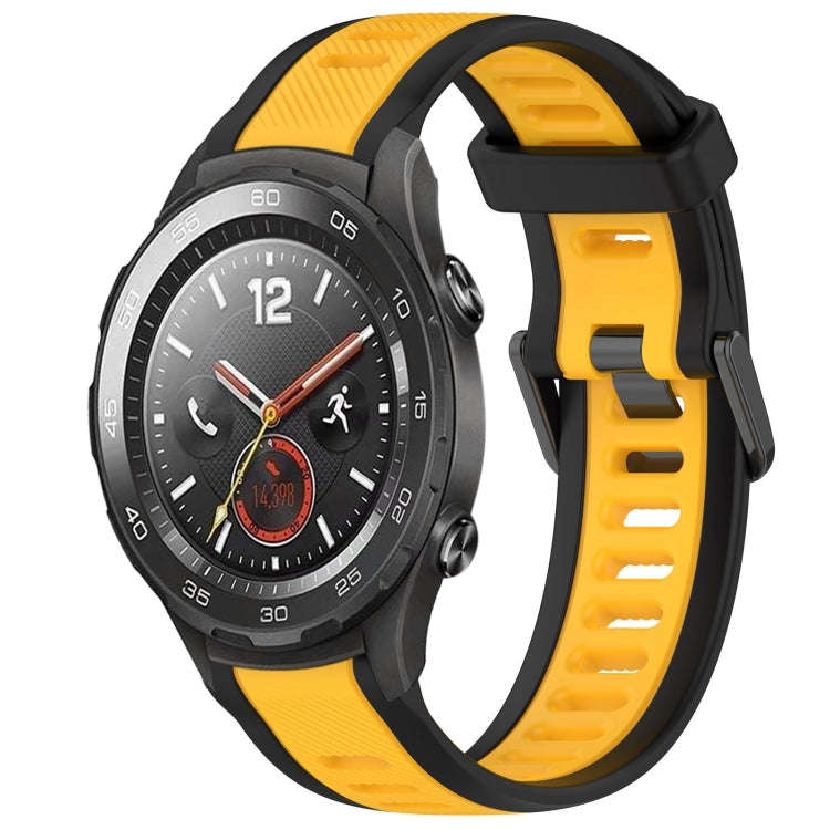 For Huawei Watch 2 20mm Two Color Textured Silicone Watch Band(Yellow+Black)
