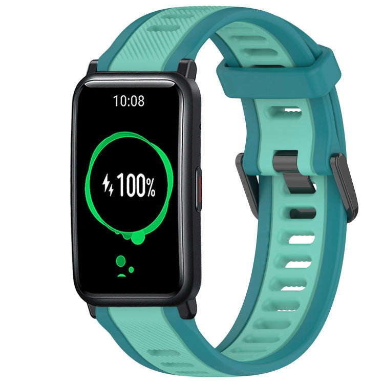 For Honor Watch ES 20mm Two Color Textured Silicone Watch Band(Teal)