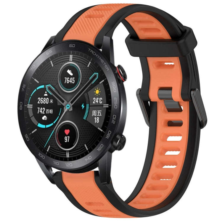 For Honor MagicWatch2 42mm 20mm Two Color Textured Silicone Watch Band(Orange+Black)