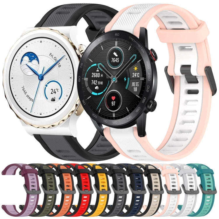 For Huawei Watch GT3 Pro 43mm 20mm Two Color Textured Silicone Watch Band(Red+Black)