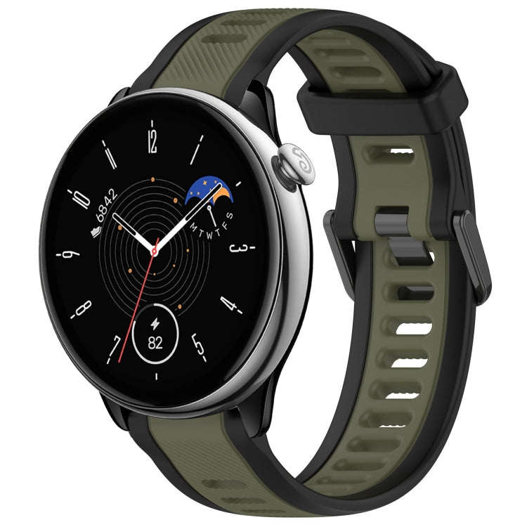 For Amazfit GTR Mini 20mm Two-Color Textured Silicone Watch Band(Green+Black)