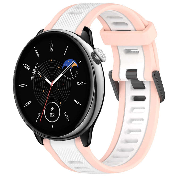 For Amazfit GTR Mini 20mm Two-Color Textured Silicone Watch Band(White+Pink)