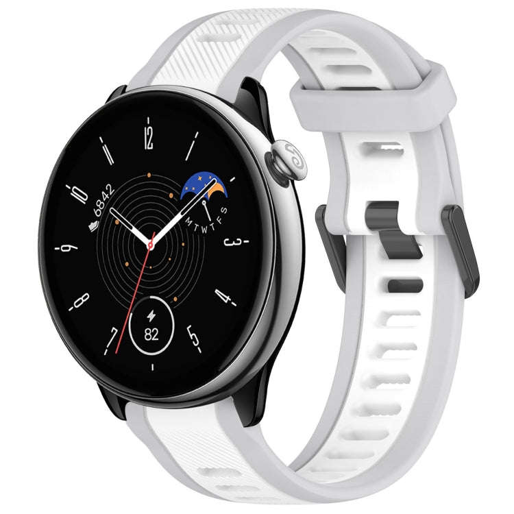 For Amazfit GTR Mini 20mm Two-Color Textured Silicone Watch Band(White+Grey)