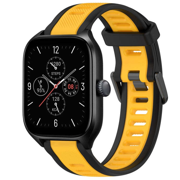 For Amazfit GTS 4 20mm Two-Color Textured Silicone Watch Band(Yellow+Black)