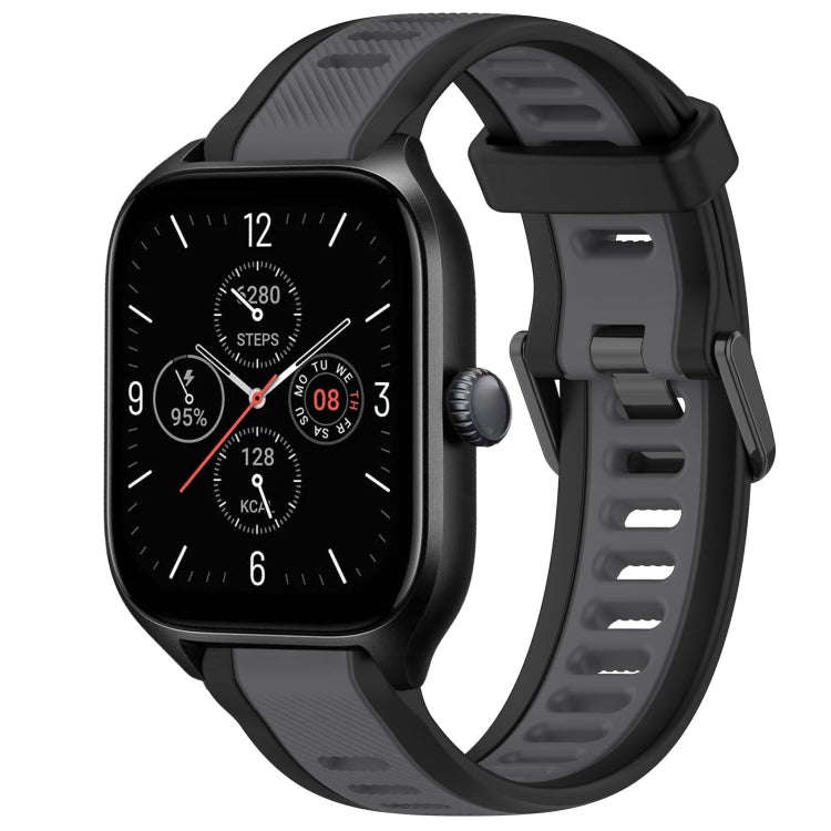 For Amazfit GTS 4 20mm Two-Color Textured Silicone Watch Band(Grey+Black)