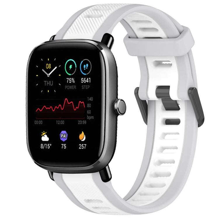 For Amazfit GTS 4 Mini 20mm Two-Color Textured Silicone Watch Band(White+Grey)