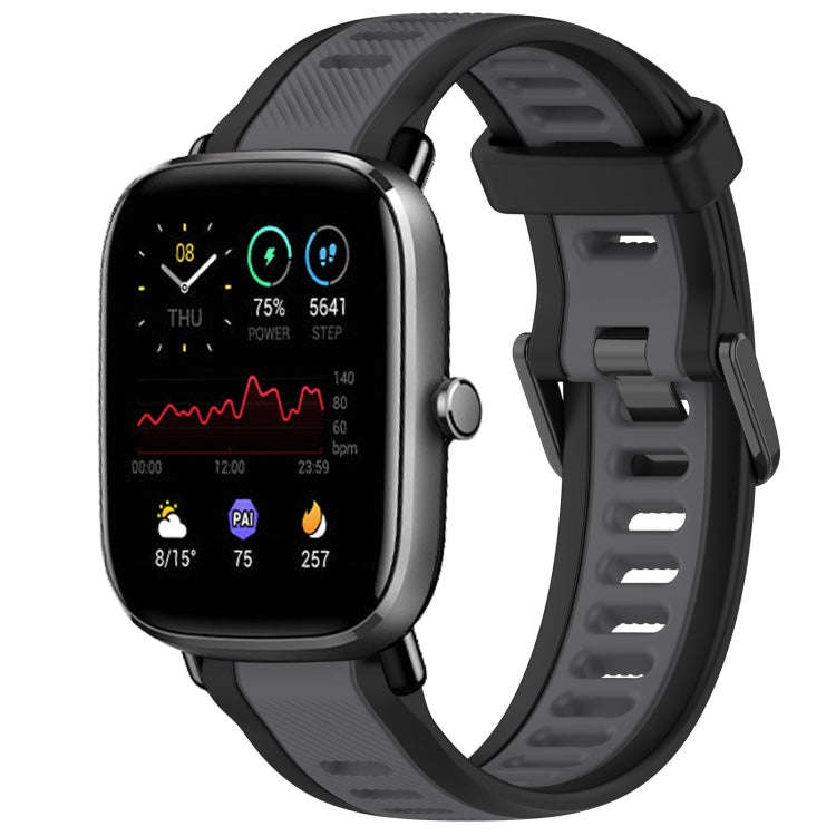 For Amazfit GTS 2 Mini 20mm Two-Color Textured Silicone Watch Band(Grey+Black)