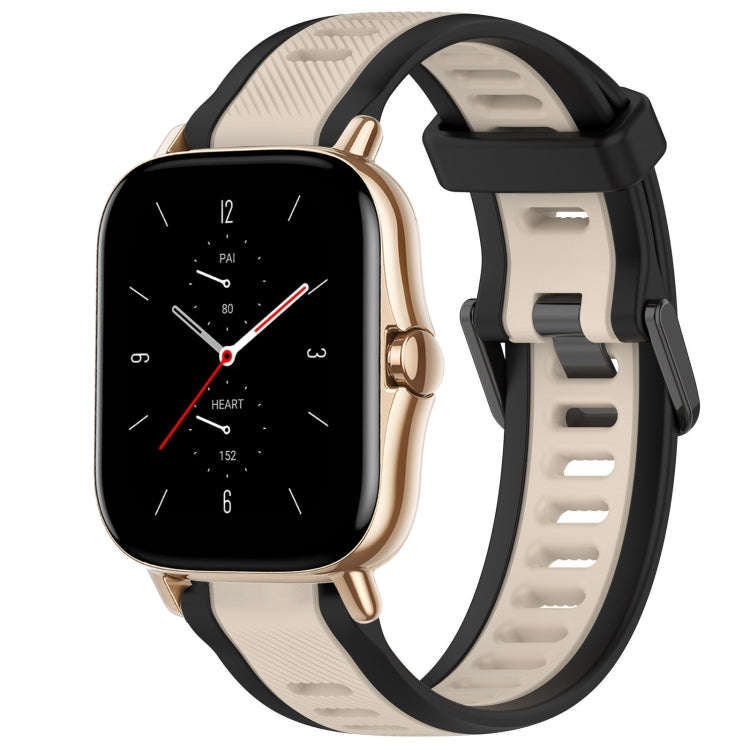 For Amazfit GTS 2 20mm Two-Color Textured Silicone Watch Band(Starlight + Black)