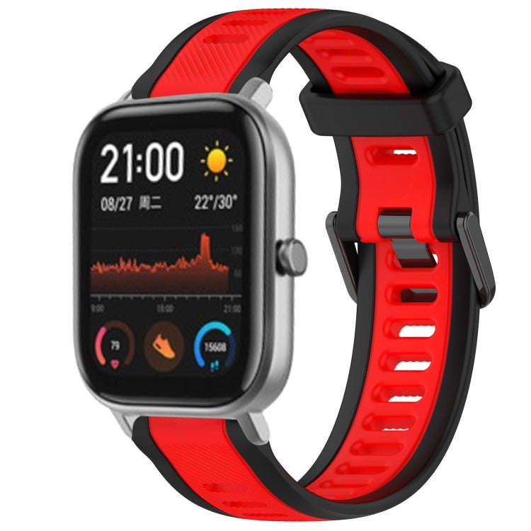 For Amazfit GTS 20mm Two-Color Textured Silicone Watch Band(Red+Black)
