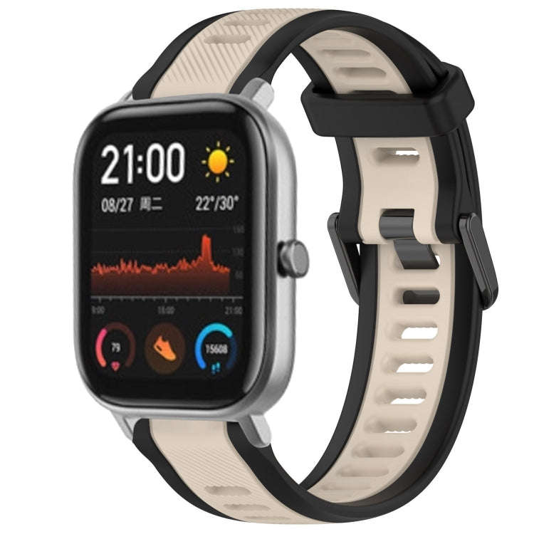 For Amazfit GTS 20mm Two-Color Textured Silicone Watch Band(Starlight + Black)