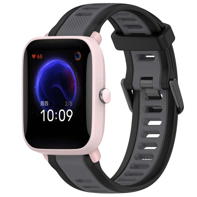For Amazfit Pop Pro 20mm Two-Color Textured Silicone Watch Band(Grey+Black)