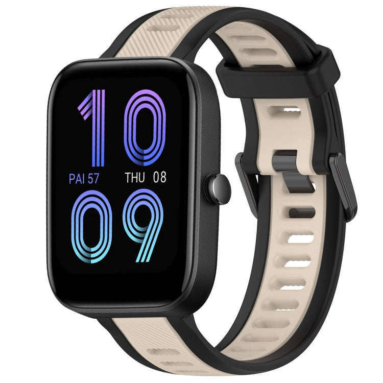 For Amazfit Bip 3 Pro 20mm Two-Color Textured Silicone Watch Band(Starlight + Black)