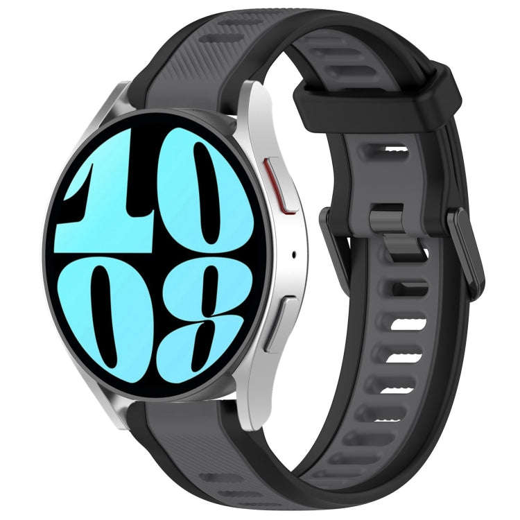 For Samsung Galaxy Watch 6 40mm 20mm Two Color Textured Silicone Watch Band(Grey+Black)