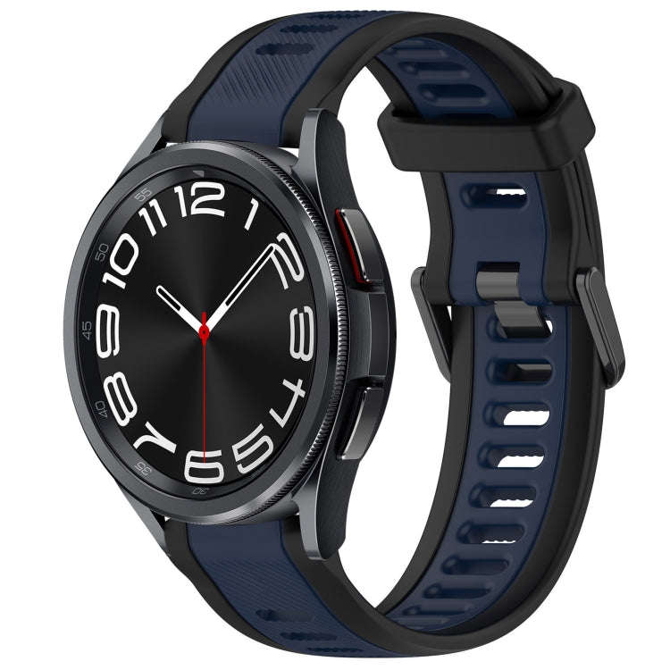 For Samsung Galaxy Watch 6 Classic 43mm 20mm Two Color Textured Silicone Watch Band(Midnight Blue...