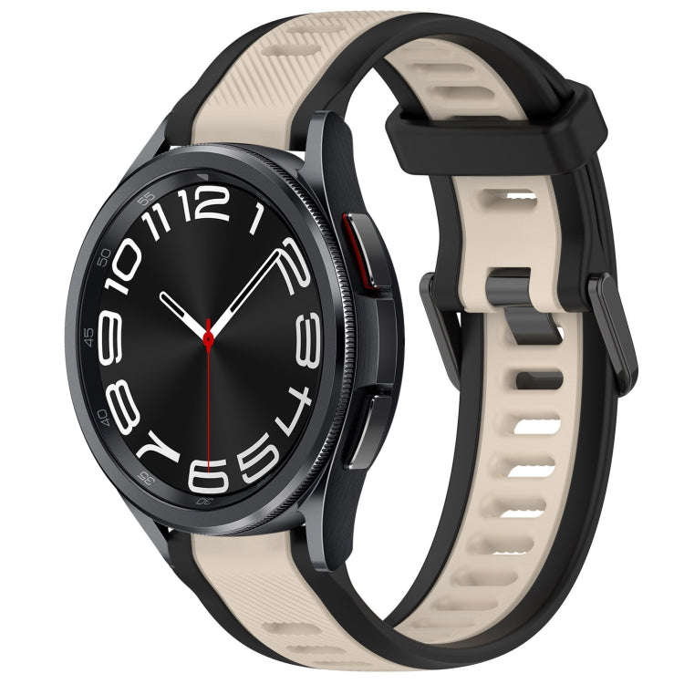 For Samsung Galaxy Watch 6 Classic 43mm 20mm Two Color Textured Silicone Watch Band(Starlight + B...