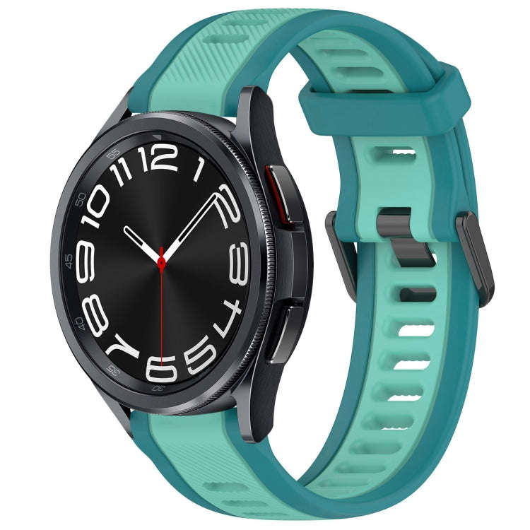 For Samsung Galaxy Watch 6 Classic 43mm 20mm Two Color Textured Silicone Watch Band(Teal)