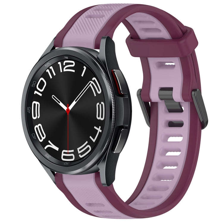 For Samsung Galaxy Watch 6 Classic 43mm 20mm Two Color Textured Silicone Watch Band(Purple)
