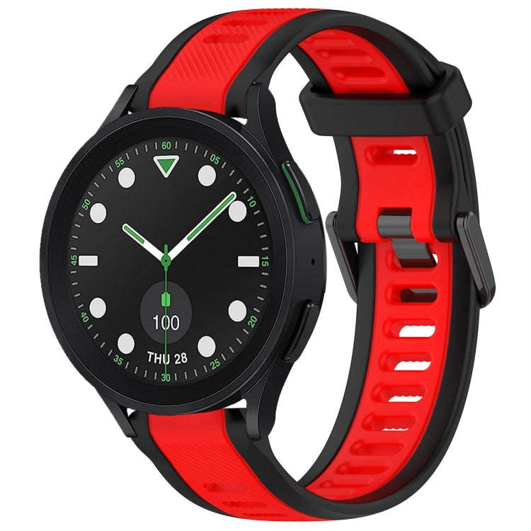 For Samsung Galaxy watch 5 Pro Golf Edition 20mm Two Color Textured Silicone Watch Band(Red+Black)
